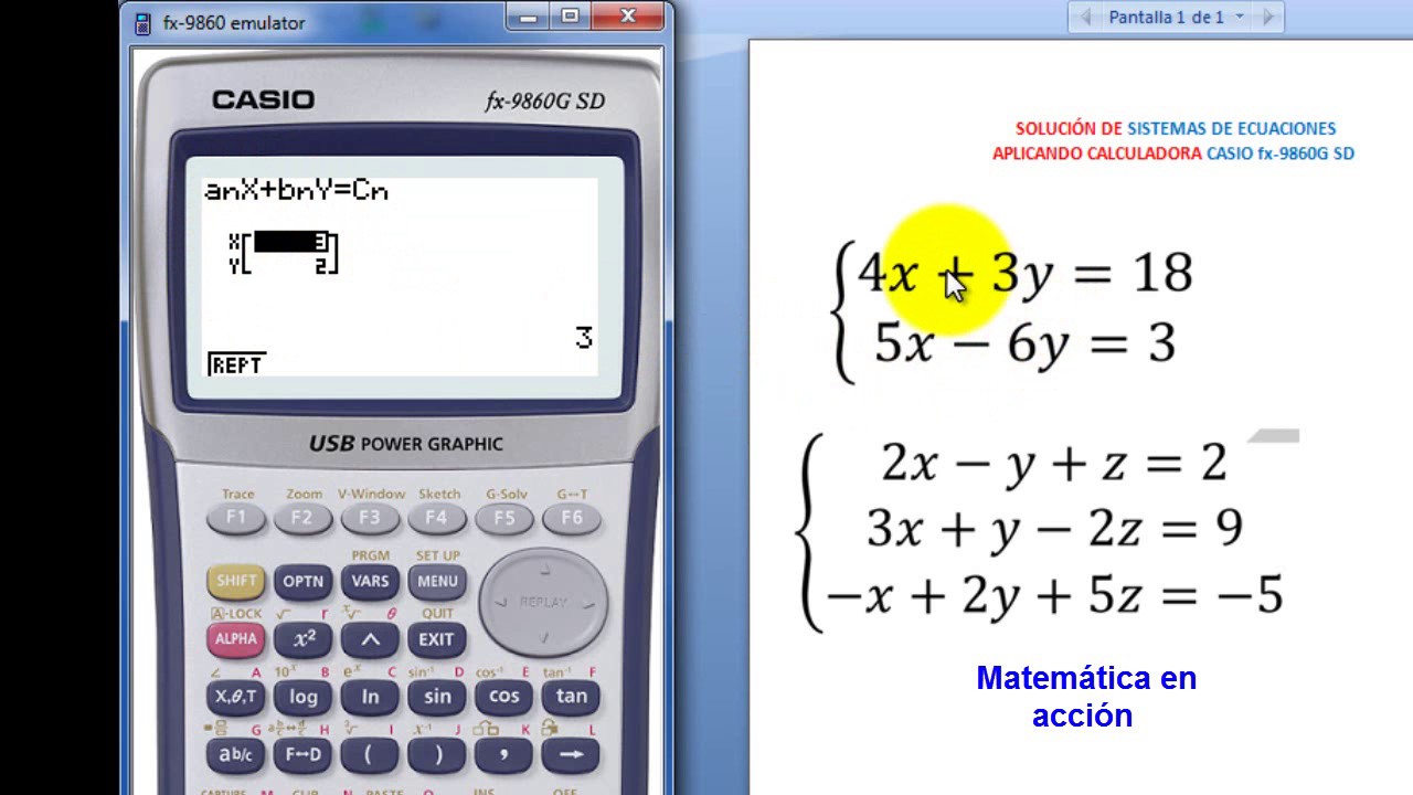 Sistemas de Ecuaciones con calculadora - YouTube