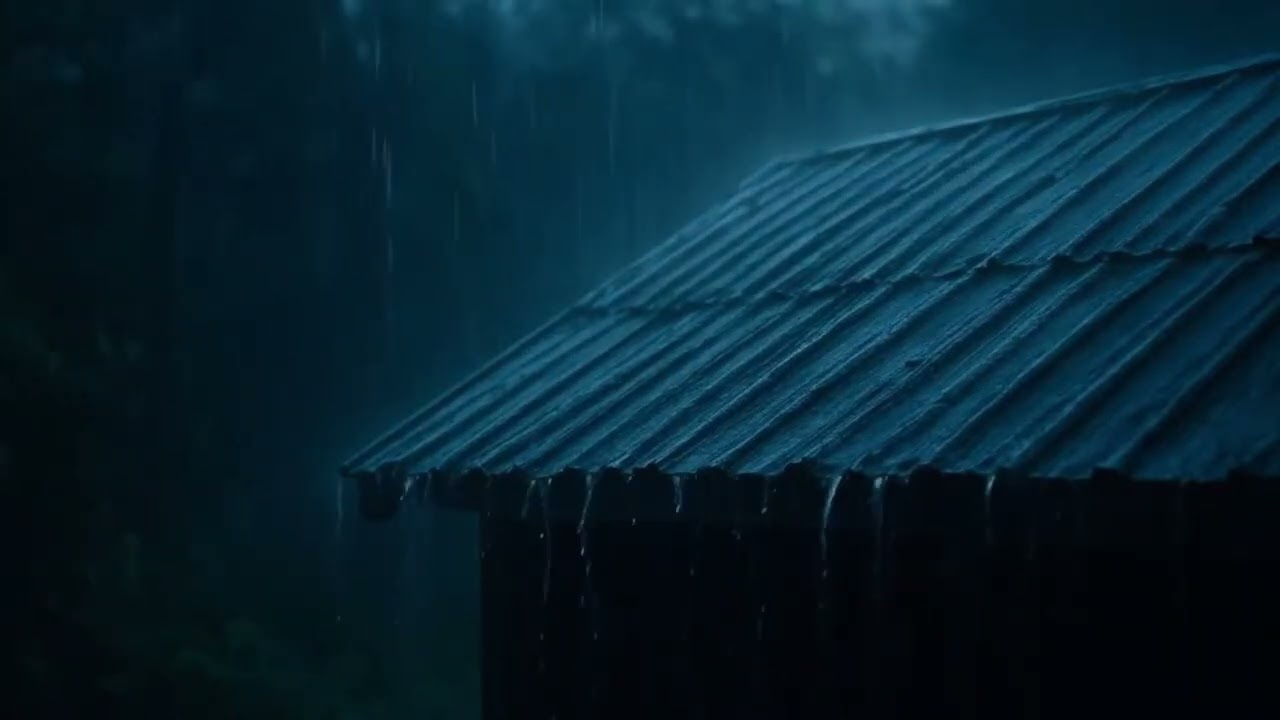 Nighttime Rain on the Roof | Fall Asleep to Heavy Rain Sounds AHD