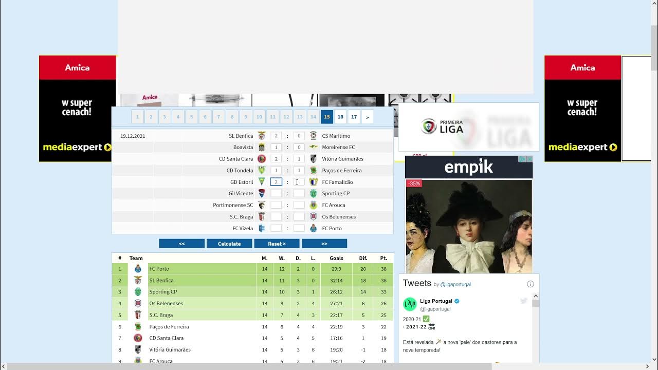PRIMERIA LIGA 2021/2022 TABLE CALCULATOR YouTube