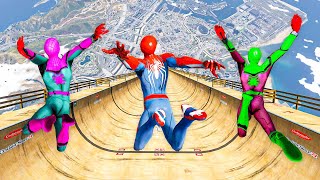 Team Spiderman vs Longest Ramp in GTA 5 - Jumping from Highest in GTA 5 (Spiderman Gameplay)