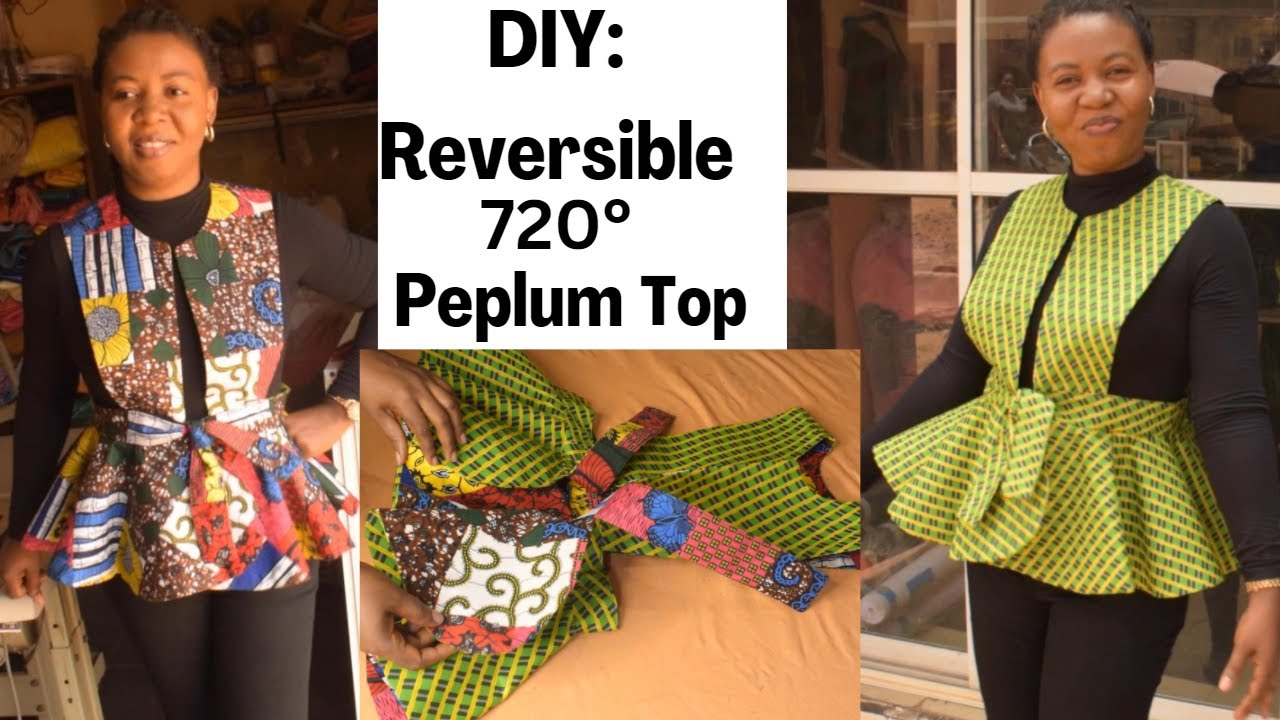 Trendy Reversible Pinafore Peplum Top with 720 degrees flare /DIY peplum Top/