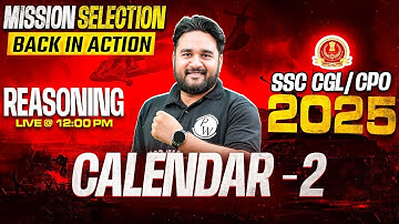 SSC CGL Reasoning Classes 2025 | Calendar Reasoning Tricks - 02 | SSC CPO Reasoning by Sandeep Sir