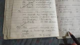 Design,Draft and peg plan fabric manufacturing (objective Question with answer sheet)