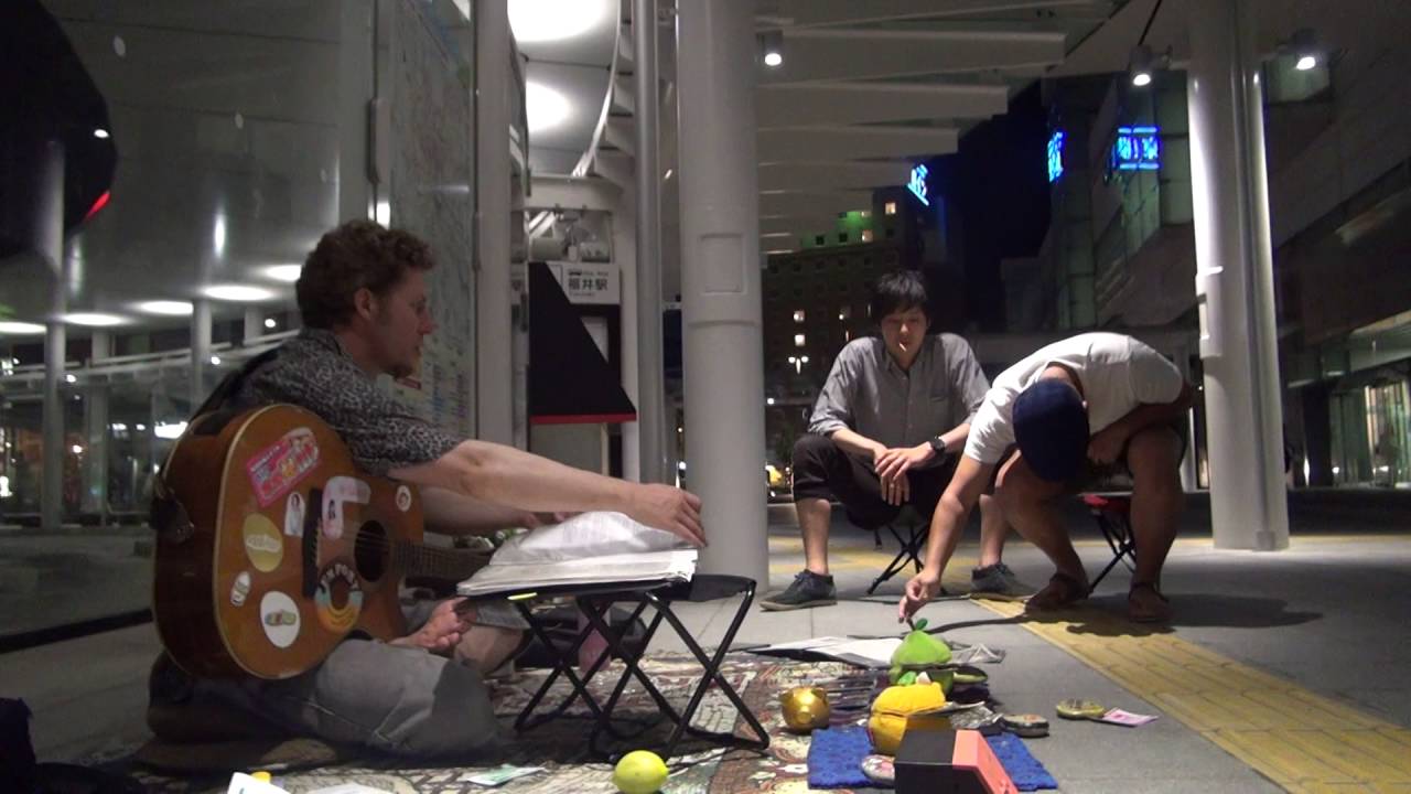 Rockin out at Fukui Station.  Tim Janakos's All Japan Music Tour