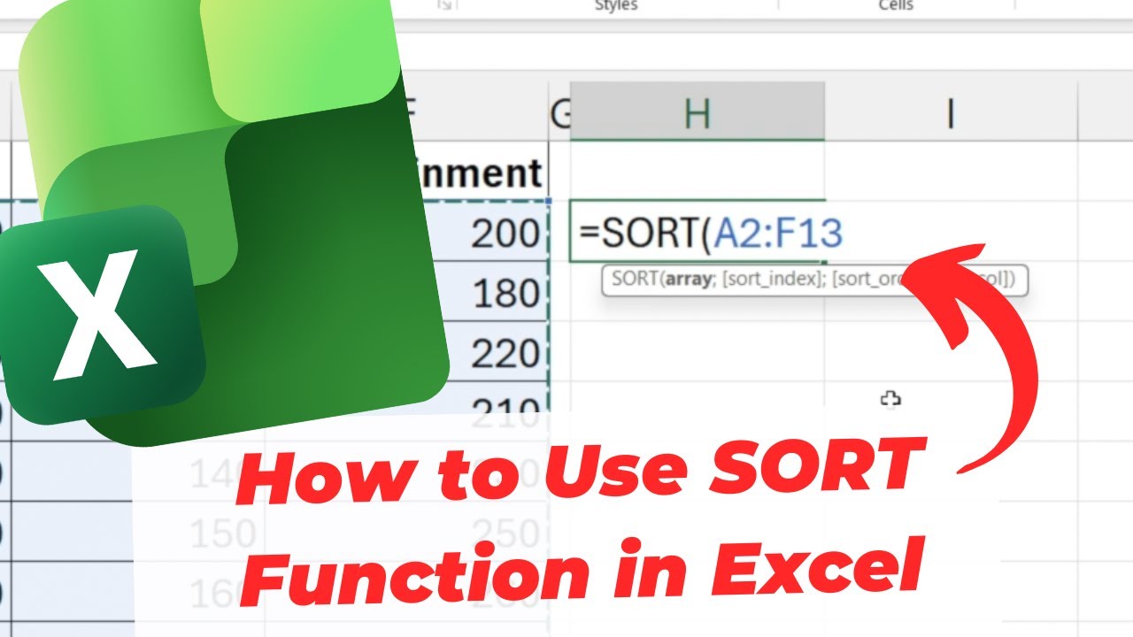 How to Use SORT Function in Excel (Dynamic Sort) - YouTube