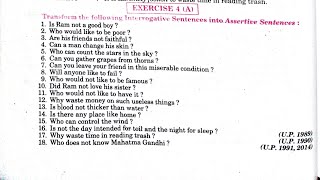 Transformation exercise 4A | Transformation of sentence | interrogative sentence into assertive Wealth
