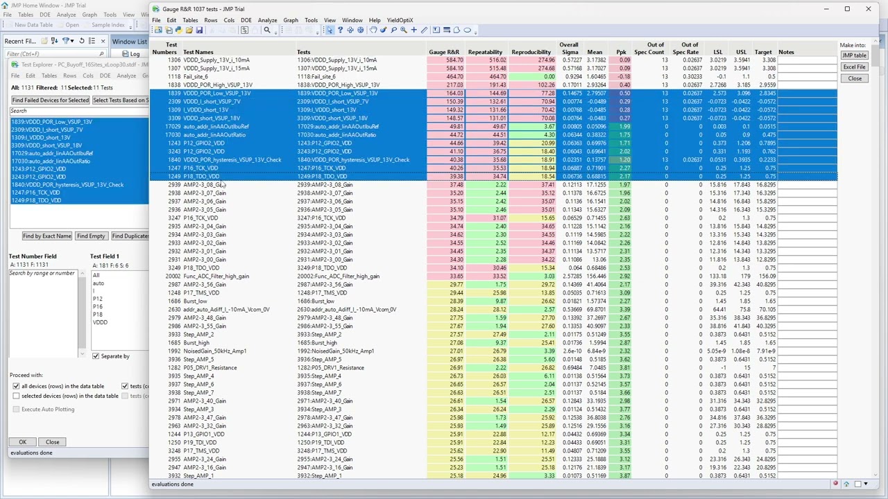 YieldOptiX tutorial, Gauge R&R with JMP,  STDF analysis, semiconductor test