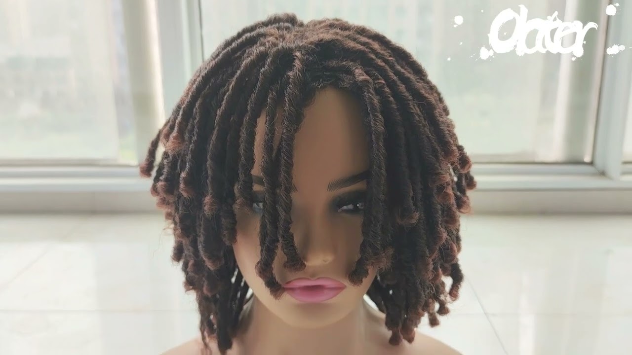 Dreadlock Wig Short Twist Wigs for Black Women and Men Afro Curly Synthetic Wig (1B/30#)