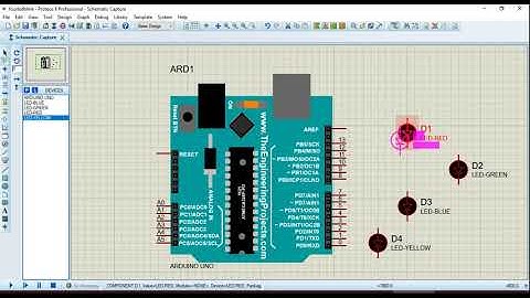 #3 Four different color LED light blinking using Arduino and Proteus