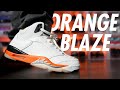 orange blaze jordan 5 on feet