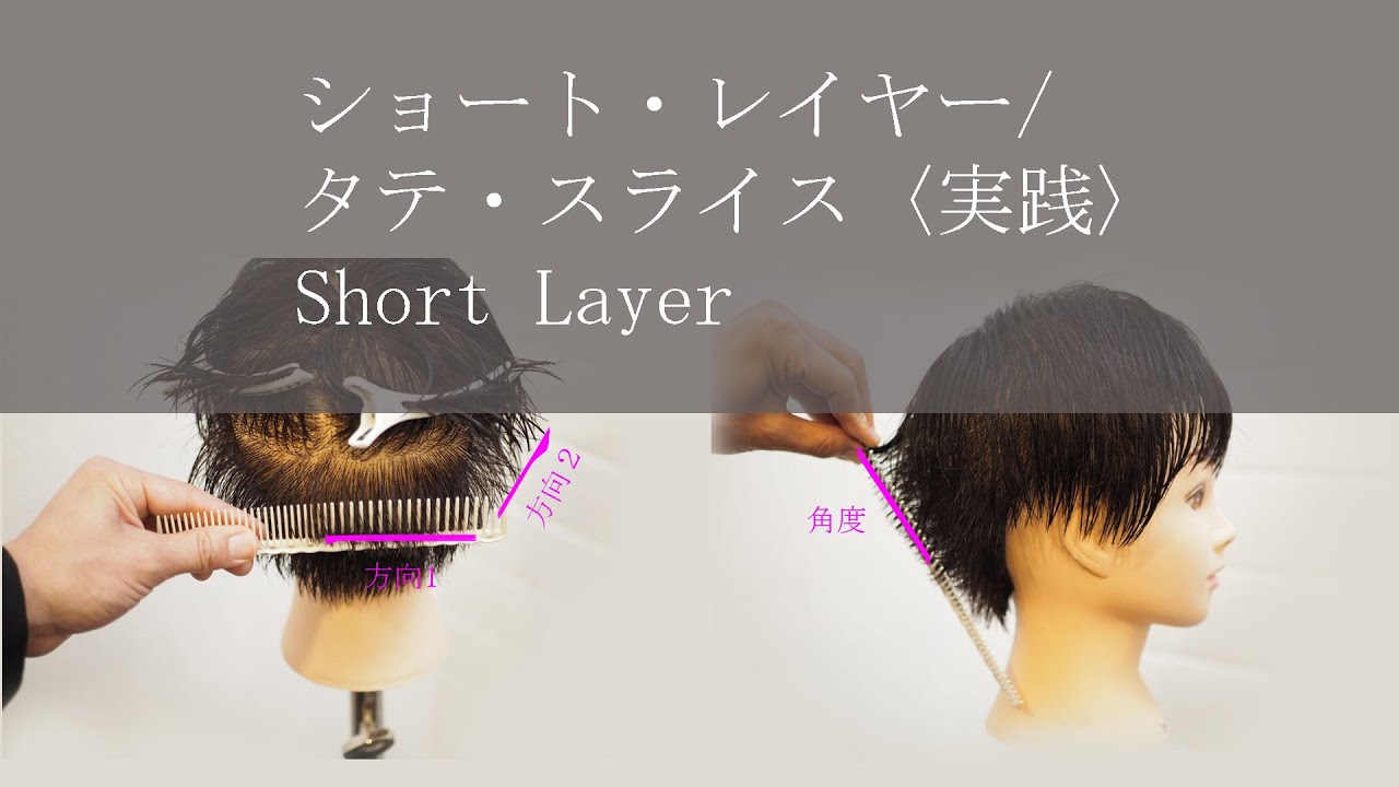 ショート・レイヤー/タテ・スライス〈実践〉＜美容師のカットの理論・技術・基礎勉強の独学・ヘアスタイルの講習＞