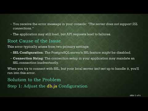 Solve the The server does not support SSL connections Node-Postgres Error