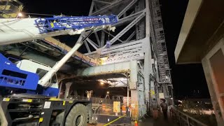 Crane Hit Bridge In Upper Manhattan Causing Major Delays For No.1 Subway Line