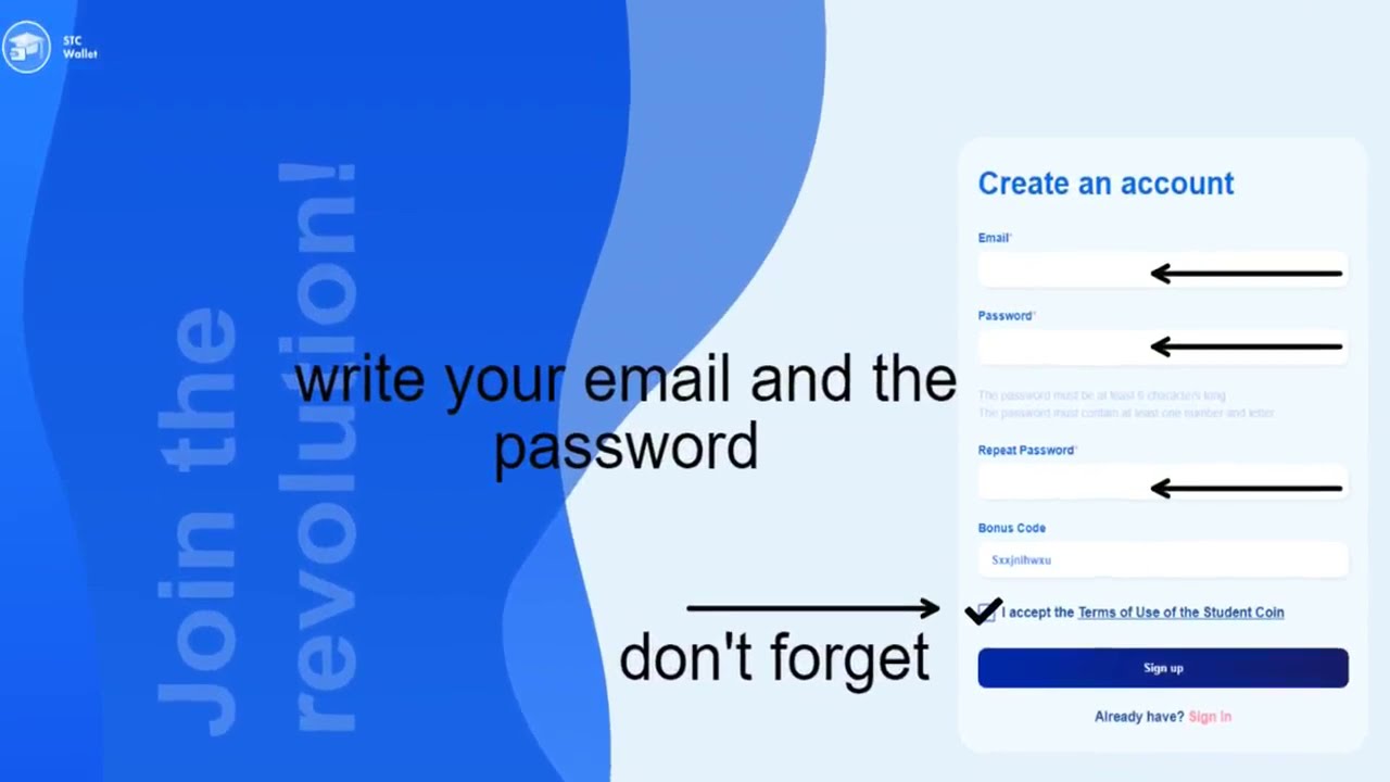 how you can create account and buy of student coin STC really easy