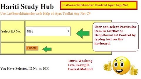 Use ListSearch Extender Control Using Ajax Tool in Asp.Net C# | Hindi | Free Online Learning Classes