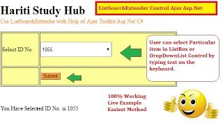 Use ListSearch Extender Control Using Ajax Tool in Asp.Net C# | Hindi | Free Online Learning Classes