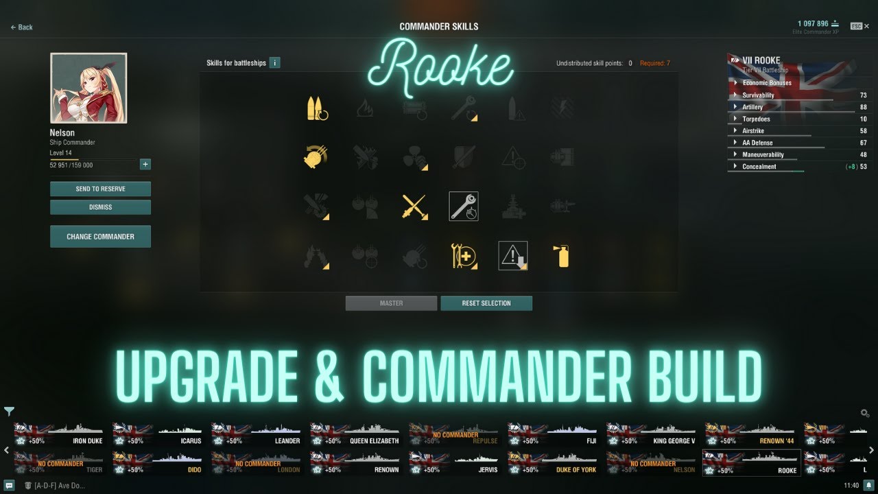 World of Warships - Rooke: Upgrade & Commander Build