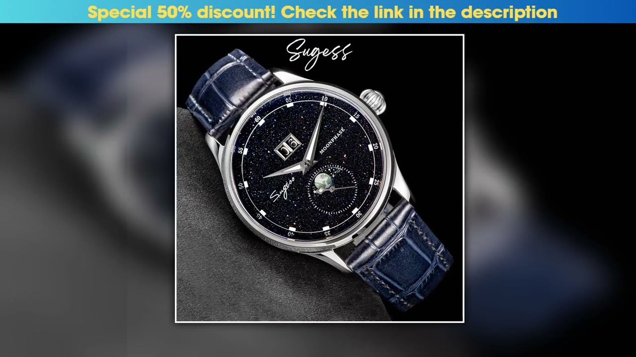 Sugess Mens Watch Limited Edition Moonphase 316L Stainless Steel Case Tianjin ST2528 Movement