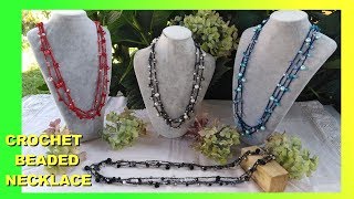 CROCHET BEADED NECKLACE "SPARKLY" VERY EASY TUTORIAL ALEX