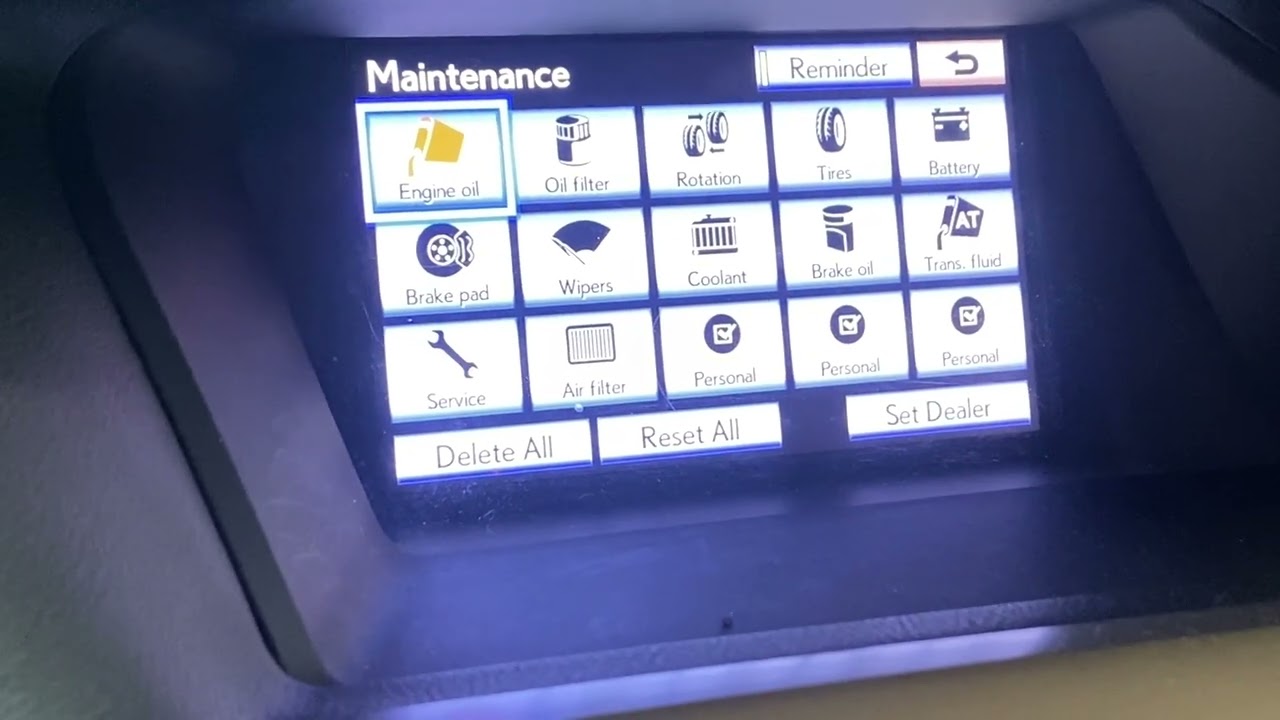 Lexus maintenance reset procedure 2014 RX350