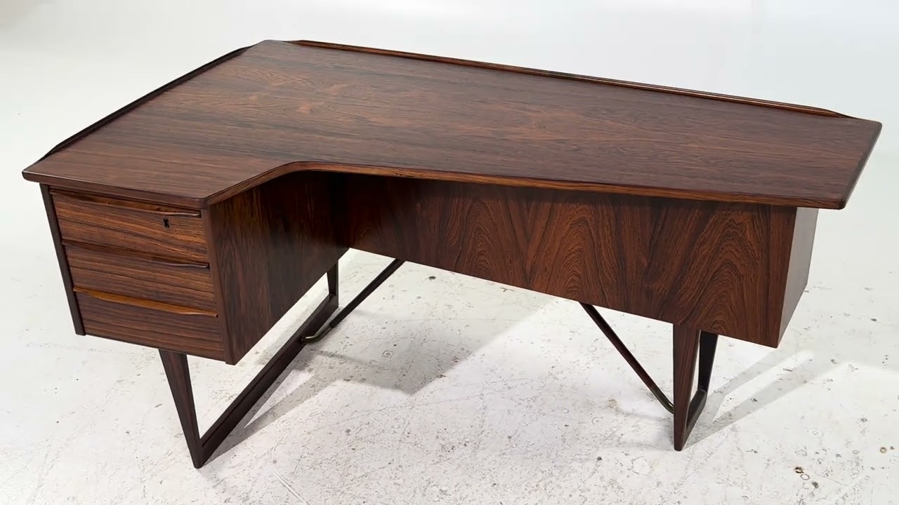 Peter Lovig Nielsen Mid Century Danish Rosewood Boomerang Desk
