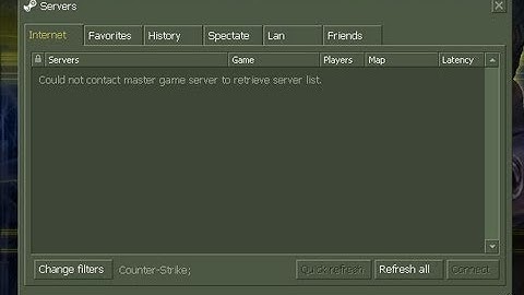 corrigindo erro : could not contact master game server to retrieve server list