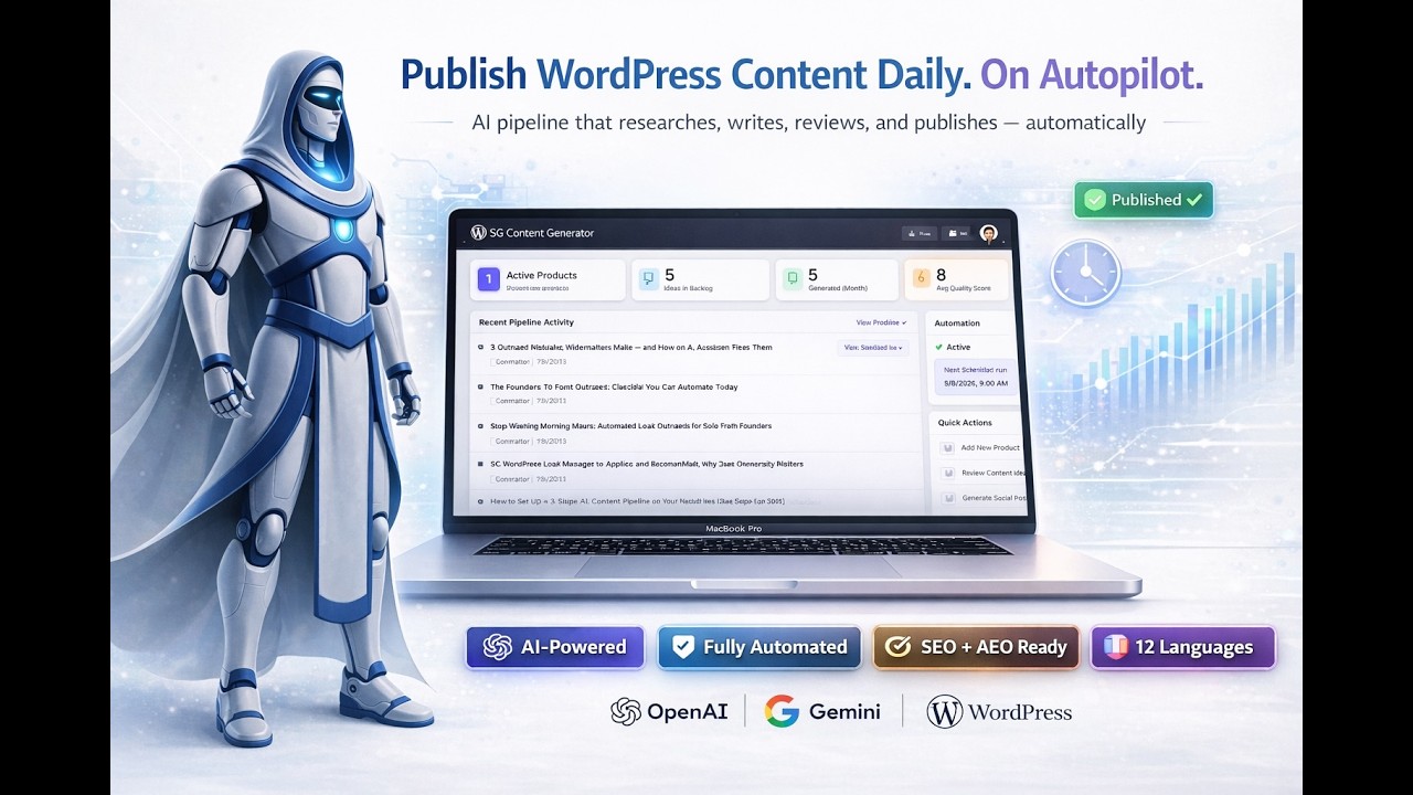 SG Product Posts Generator for WordPress intro video preview