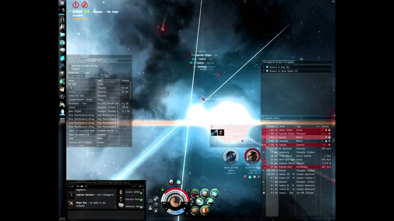 Eve Online: Blue Caracal Vs Red Blob with commentary.