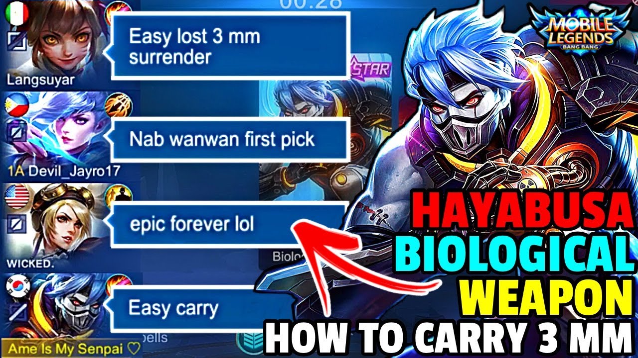 THIS IS HOW YOU CARRY 3 MM IN RANK WITH HAYABUSA STARLIGHT SKIN: BIOLOGICAL WEAPON! | MOBILE LEGENDS
