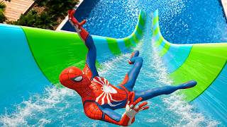 Gta 5 Waterslide Challenge In Waterpark Crazy Jumpsfalls Spider-Man Gameplay Fails