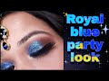 How to do blue glitter party look   blue eyeshadow tutorial