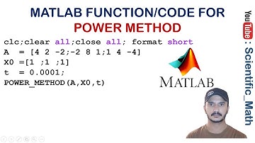 MATLAB Function File/Code For Power Method With Error Graph