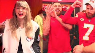 Travis Kelce '' Grand Welcome '' To Taylor Swift in Chiefs Locker Room Post Game 31 December 2023
