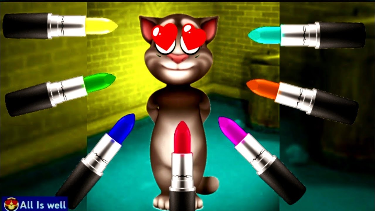 taking tom funny cat lipstick funny video 7 colour lipsticks YouTube