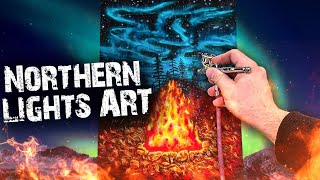 Northern lights Airbrushing/Metal Grinding Art Revontulet