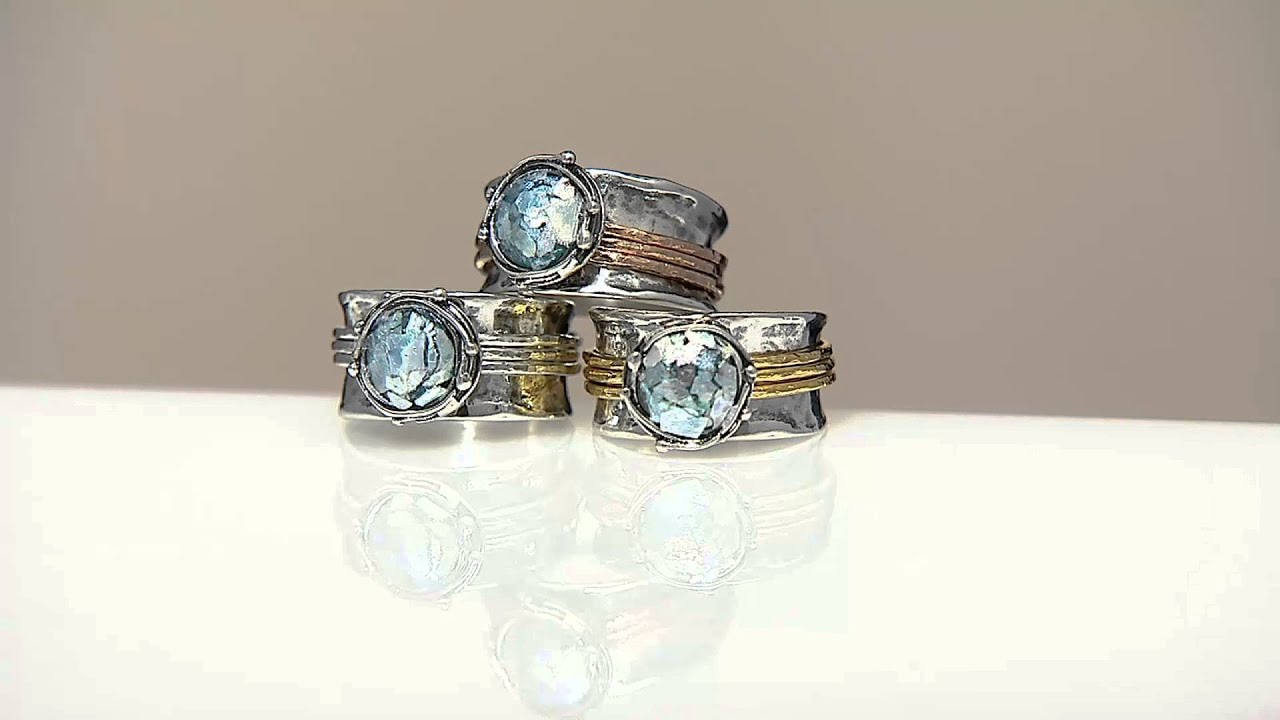 Spinner Rings Qvc Sterling Silver Roman Glass Spinner Ring by Or Paz on QVC - YouTube