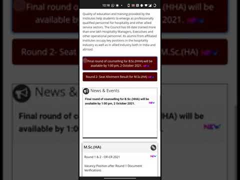 Latest News On NCHM JEE COUNSELLING 2021 FINAL ROUND AT 1 PM DO SUBSCRIBE Bsc HHA