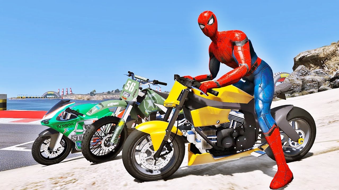 video para criança - corrida de moto de super heróis - desenho para