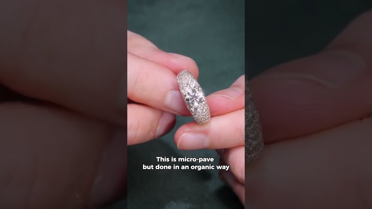 Diamond cocktail ring featuring micro pave setting with controlled irregularity with a 1CT 