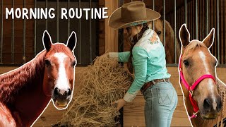 MORNING ROUTINE WITH 3 PONIES IN THE WINTER! (Daily Horse Care Routine)