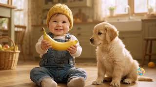 Baby Learns Fruits & Vegetables with Cute Baby Animals! 🍎🥦🐶 | Educational Video for Toddlers