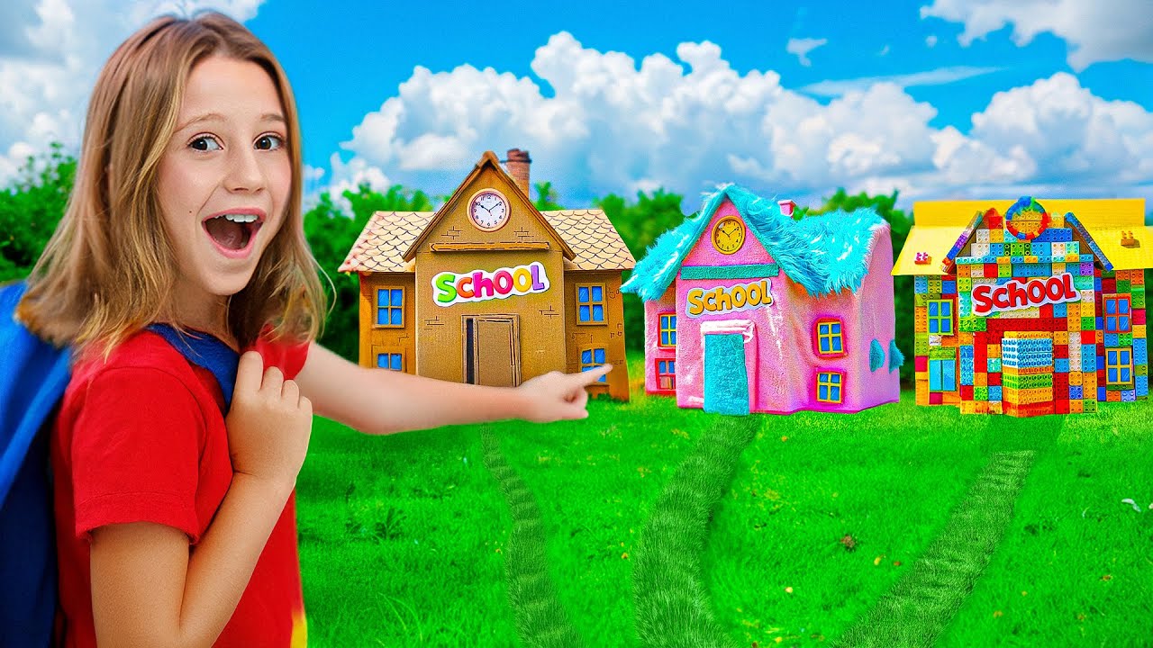 Cuộc phiêu lưu đến trường bằng bìa cứng và bông xốp dành cho trẻ em cùng Nastya