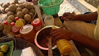 Indian Street Food Kolkata - Bengali Street Food India - Tasty Masala Bel (Wood Apple) | কতবেল মাখা