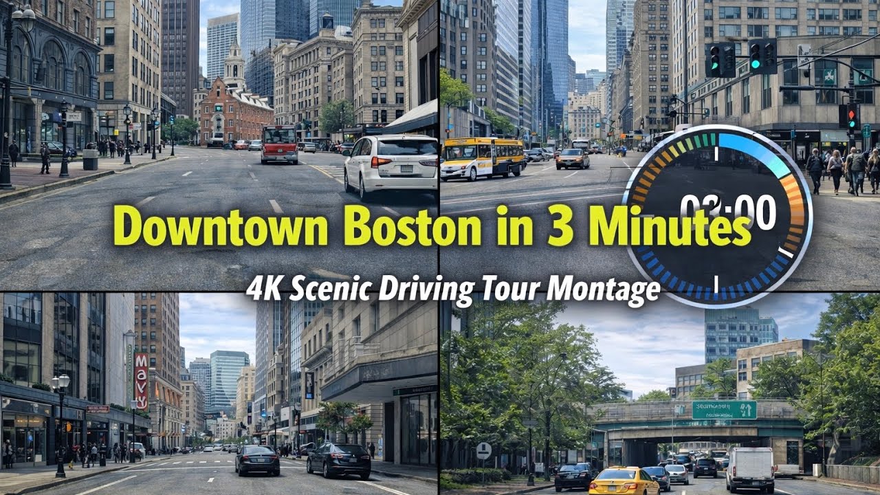 Downtown Boston in 3 Minutes | 4K Scenic Driving Tour Montage 