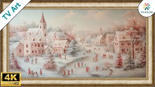 Frozen Stream Village Walk - Peaceful Victorian Christmas Frame TV screenshot 4