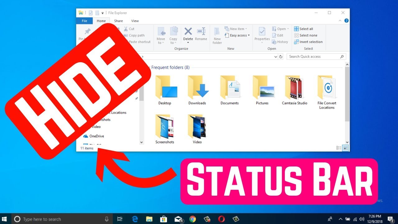How To Hide Status Bar In File Explorer In Windows 10 YouTube