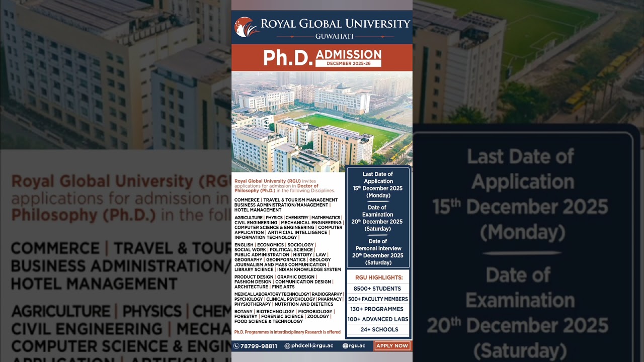 Ph.D. Admission at Royal Global University 