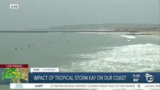 Beach Advisory In Effect Surfers And Businesses Prepare For The Storm