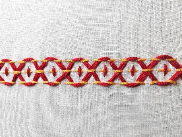 Hand embroidery Noksi border design | Beautiful noksi katha design