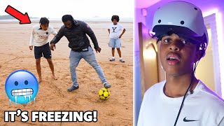 WE PLAYED FOOTBALL ON A FREEZING COLD UK BEACH   LORENZO'S LIVE